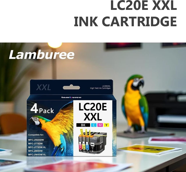Alt view image 14 of 14 - LC20E XXL Ink Cartridges with Super High-Yield Replacement for Brother LC20E Work with Brother MFC-J985DW MFC-J775DW MFC-J5920DW Printers (Black, Cyan, Magenta, Yellow, 4 Pack)