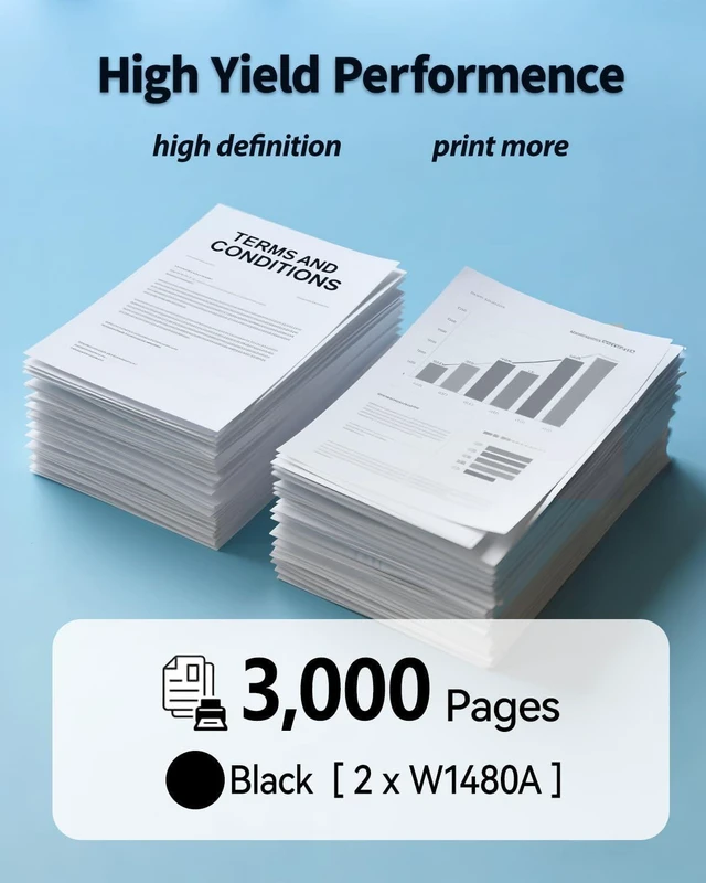 Alt view image 10 of 14 - 148A Toner Cartridge 2-Pack W1480A Black (with Latest Chip) High-Capacity Replacement Compatible for HP Laser Jet Pro 4001n 4001dn 4001dw 4101fdn 4101fdw 6,000-Page Yield | 148A Monochrome
