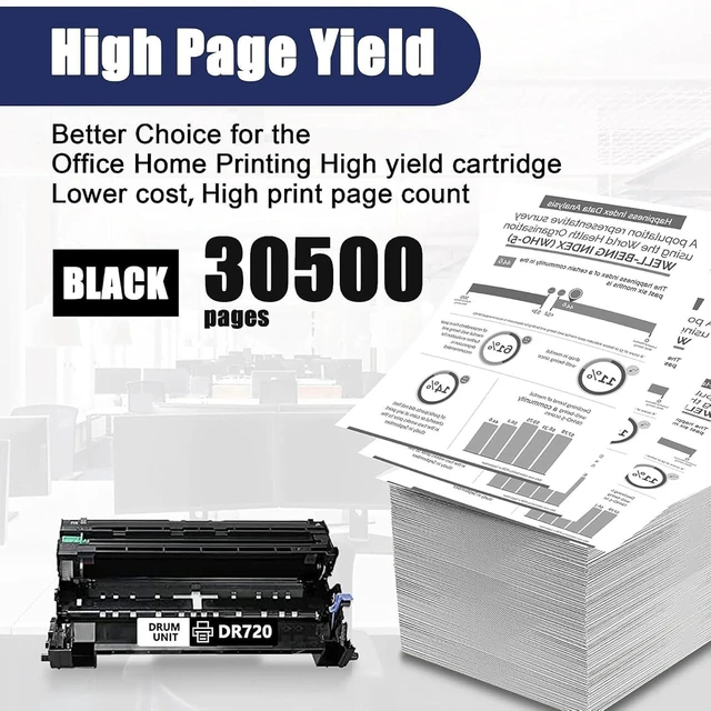 Alt view image 10 of 14 - DR-720 DR720 Drum Unit Replacement for Brother DR 720 MFC-8910DW HL-5470DW HL-6180DW MFC-8510DN MFC-8710DW MFC-8950DW Printer Black 1 Pack (not Include Toner)