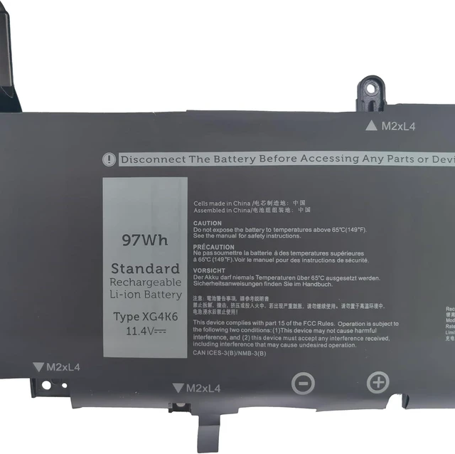 Alt view image 6 of 8 - XG4K6 Laptop Battery Replacement for Dell Precision 5750 5760 5770 XPS 17 9700 9710 9720 9730 Series Notebook P92F001 P92F002 P92F003 01RR3 F8CPG -11.4V 97Wh