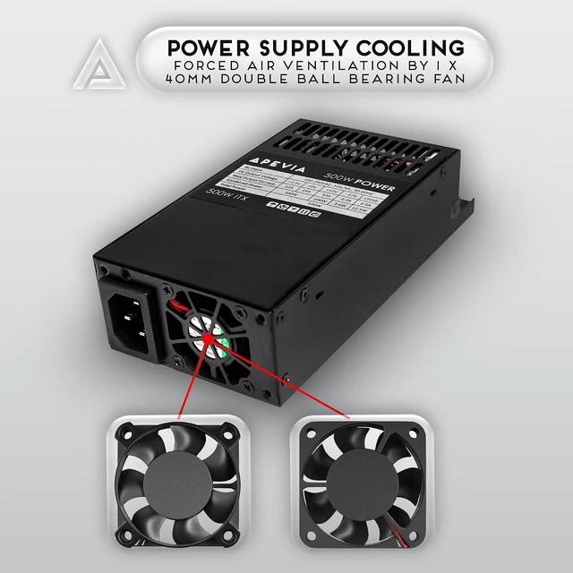 Alt view image 11 of 12 - Apevia ITX-PFC500W Mini ITX/Flex ATX / 1U 500W Fully Modular Power Supply, Full Range Active PFC 90-264V, AC for POS AIO System Desktop Gaming Server Small Form Factor (Flex ITX) Computer PSU