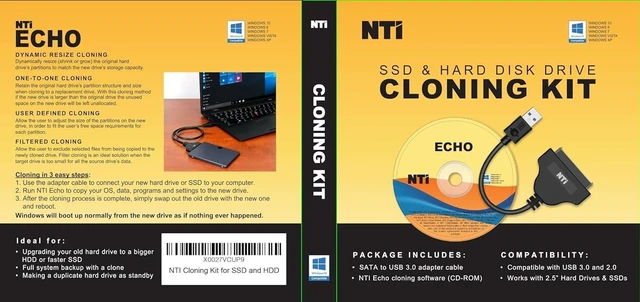 Alt view image 12 of 12 - NTI Cloning Kit | NEW! Version 6 of NTI Cloning Software | Best for SSD and HDD Upgrades | Software via Download | SATA-to-USB Adapter Included for 2.5" SSD and HDD