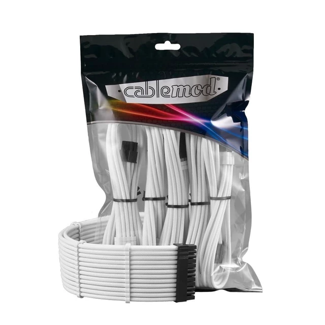 Alt view image 5 of 8 - CableMod Pro ModFlex Sleeved 12V-2x6 12VHPWR StealthSense Cable Extension Kit (White, 16-pin to Triple 8-pin)