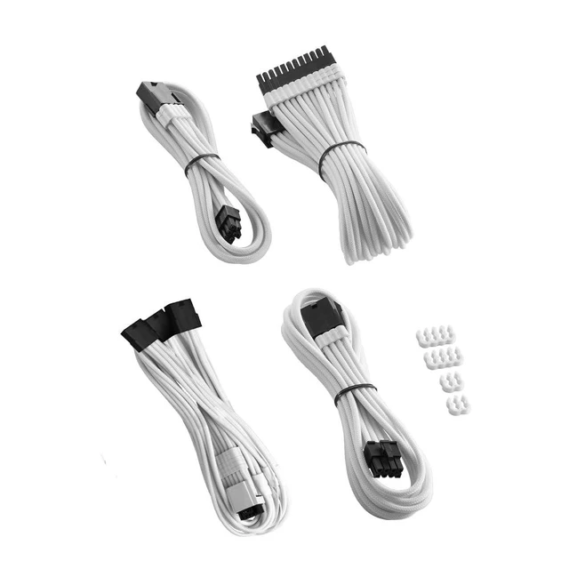 Alt view image 6 of 8 - CableMod Pro ModFlex Sleeved 12V-2x6 12VHPWR StealthSense Cable Extension Kit (White, 16-pin to Triple 8-pin)