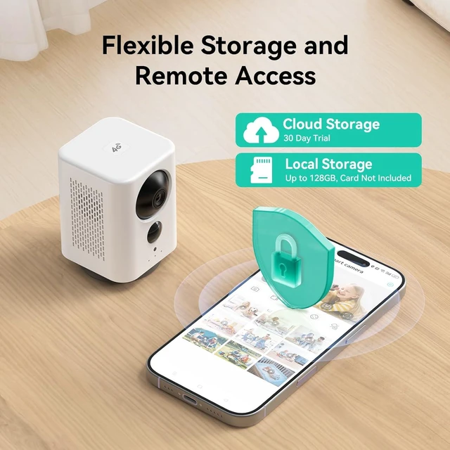 Alt view image 14 of 14 - LIWAN 4G LTE Cellular Security Camera Indoor Wireless, No WiFi Security Camera for Home/Baby/Pet/Elderly, 7800mAh Rechargeable Battery Powered, 2K 360° PTZ, AI Human Detection, Built-in SIM Card