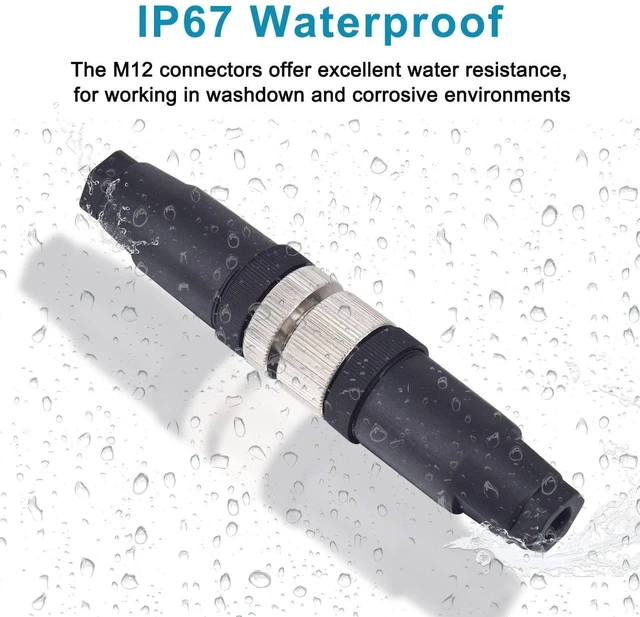 Alt view image 8 of 10 - Lonlonty M12 8 Pin Male & Female Socket Panel Aviation Wire Connector,12mm Industrial Circular Connector, Outdoor Waterproof IP67,4 Sets