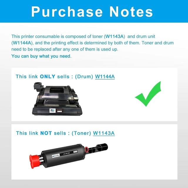 Alt view image 10 of 14 - LCL Compatible Drum Unit Replacement for HP 144A W1144A Drum for Neverstop Laser MFP 1201n 1202nw 1202w Neverstop Laser 1001nw Printer (1-Pack Black)