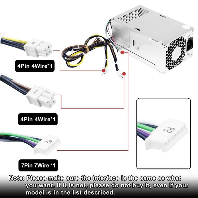 Alt view image 8 of 10 - LXun Upgrad D16-250P1A L08417-002 250W Power Supply Compatible with HP ProDesk 280 282 600 800 G3 480 400 G4 PCH022 L08417-004 901760-002 901761-001 901760-001 PA-2251-5 D16-250P2A Power Supply