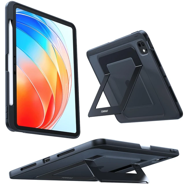 Alt view image 6 of 10 - TORRAS for iPad Pro 12.9 inch Case 2022 M2 & 2021 M1, Ultra Stable Stand, Multiple Adjustable Viewing Angles, Slim Protective Kickstand Cover, Translucent iPad Pro 12.9 Case with Pencil Holder, Black