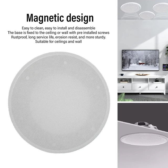 Alt view image 7 of 10 - VBESTLIFE 2Pcs 9.25in White Ceiling Speaker Covers, Magnetic Mount Speaker Round Grill Mesh for Wall and Ceiling Installations