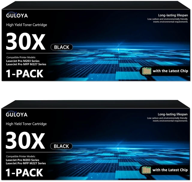 Alt view image 6 of 10 - 30X CF230X Black Toner Cartridge High Yield 2-Pack with Chip: 30X Toner Cartridge Replacement for HP30X CF230X Black Toner Works with Laser Pro M203dn M203dw Pro MFP M227fdn M227sdn M227fdw Printer