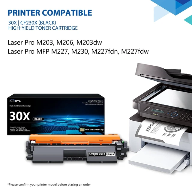 Alt view image 7 of 10 - 30X CF230X Black Toner Cartridge High Yield 2-Pack with Chip: 30X Toner Cartridge Replacement for HP30X CF230X Black Toner Works with Laser Pro M203dn M203dw Pro MFP M227fdn M227sdn M227fdw Printer
