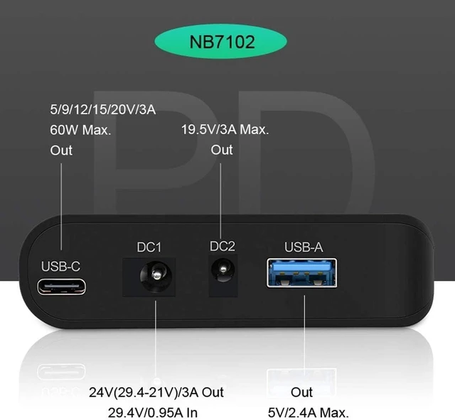 Alt view image 11 of 14 - Talentcell Lithium ion Battery Pack NB7102, Rechargeable 17500mAh 64.75Wh Li-ion Power Bank with DC 24/19/5V and USB-C 5/9/12/15/20V Output for Laptop, Notebook, Smartphone, Camera and More