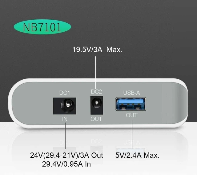 Alt view image 12 of 14 - Talentcell Lithium ion Battery Pack NB7102, Rechargeable 17500mAh 64.75Wh Li-ion Power Bank with DC 24/19/5V and USB-C 5/9/12/15/20V Output for Laptop, Notebook, Smartphone, Camera and More
