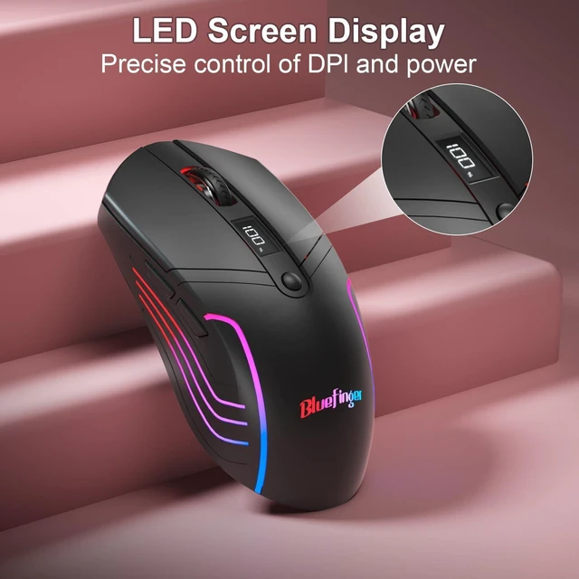 Alt view image 14 of 14 - Wireless Gaming Keyboard and Mouse Combo, RGB Backlit, Tri-Mode Bluetooth/2.4G/USB-C Wired, 98 Keys Quiet Keyboard with Number Pad, Volume Knob & Screen, 4800 DPI Mouse for PC/Mac/Laptop