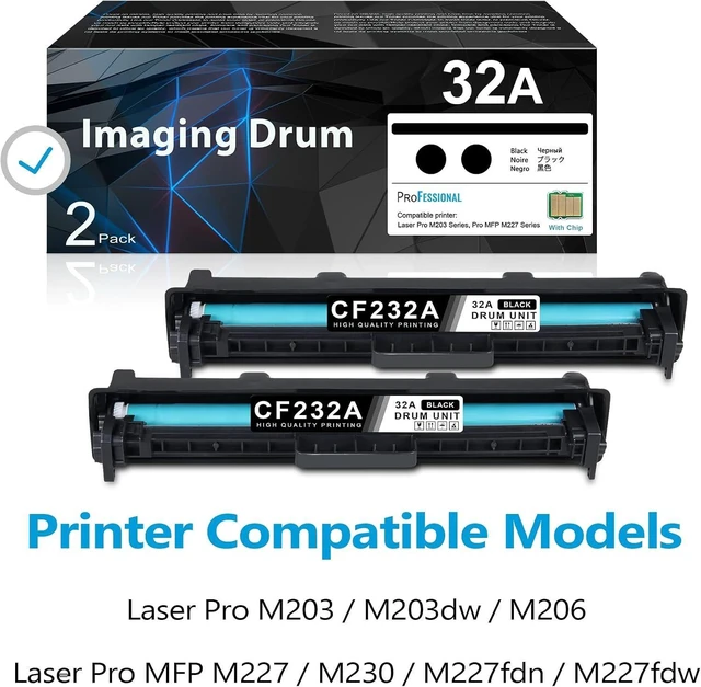 Alt view image 9 of 14 - 32A Imaging Drum Black Extra High-Yield 2-Pack | 32A CF232A Imaging Drum Replacement for HP 32A Drum Unit CF232A Compatible with Laser Pro M203 Series, Pro MFP M227fdn, M227fdw Printer | CF232A