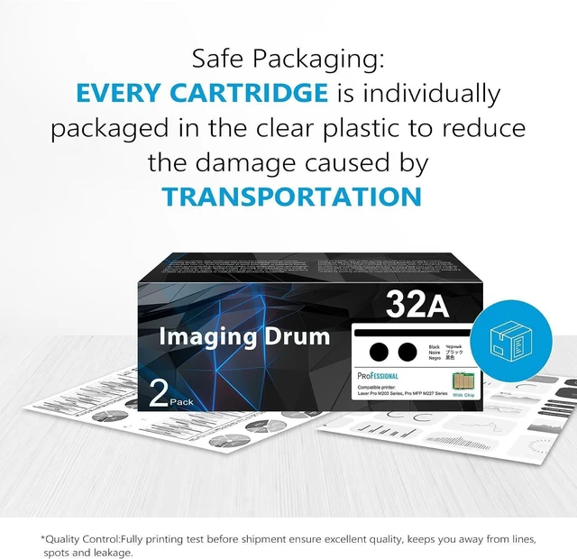 Alt view image 11 of 14 - 32A Imaging Drum Black Extra High-Yield 2-Pack | 32A CF232A Imaging Drum Replacement for HP 32A Drum Unit CF232A Compatible with Laser Pro M203 Series, Pro MFP M227fdn, M227fdw Printer | CF232A