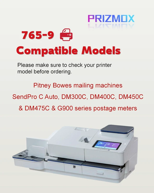 Alt view image 9 of 10 - Prizmox 765-9 Red Ink Cartridge Compatible for Pitney Bowes 765-9 Postage Ink Cartridges fo SendPro C Auto DM300c DM400c DM450c DM475c Postage Meters(2-Pack)