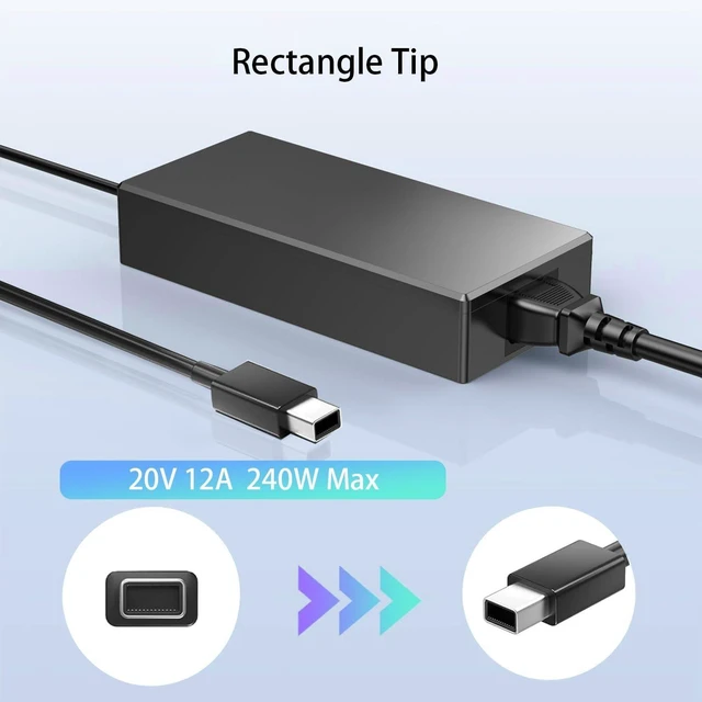 Alt view image 7 of 10 - 240W Laptop Charger ADP-240EB B with Rectangle Conn Fit for ASUS ROG Zephyrus G16 GU605 GU605C GU605M TUF Gaming A16 FA608 FA608U FA608W (2024-2025), ProArt P16 PX13 H7606 HN7306, 20V 12A AC Adapter