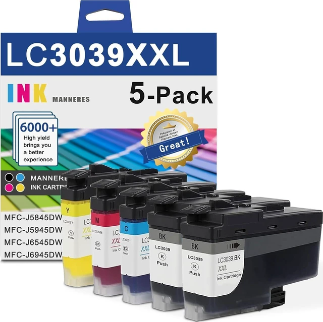 Alt view image 8 of 14 - LC3039XXL BK/C/Y/M Ink Cartridges Ultra High-Yield (5 Pack) - Replacement for Brother LC3039 LC3039XXL Ink Cartridges use with MFC-J5845DW MFC-J5945DW MFC-J6545DW MFC-J6945DW Printer