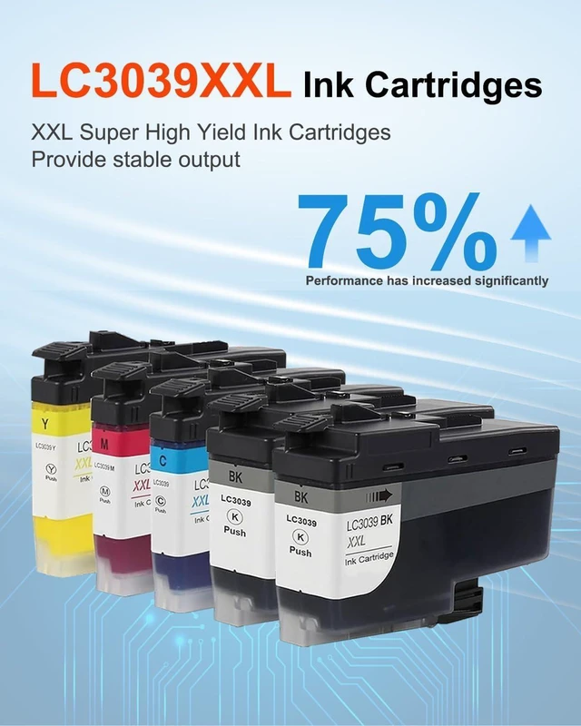 Alt view image 9 of 14 - LC3039XXL BK/C/Y/M Ink Cartridges Ultra High-Yield (5 Pack) - Replacement for Brother LC3039 LC3039XXL Ink Cartridges use with MFC-J5845DW MFC-J5945DW MFC-J6545DW MFC-J6945DW Printer