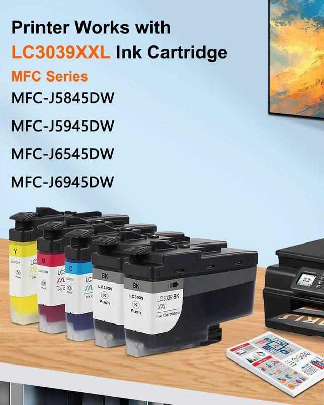 Alt view image 10 of 14 - LC3039XXL BK/C/Y/M Ink Cartridges Ultra High-Yield (5 Pack) - Replacement for Brother LC3039 LC3039XXL Ink Cartridges use with MFC-J5845DW MFC-J5945DW MFC-J6545DW MFC-J6945DW Printer