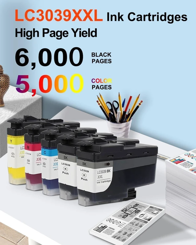 Alt view image 11 of 14 - LC3039XXL BK/C/Y/M Ink Cartridges Ultra High-Yield (5 Pack) - Replacement for Brother LC3039 LC3039XXL Ink Cartridges use with MFC-J5845DW MFC-J5945DW MFC-J6545DW MFC-J6945DW Printer