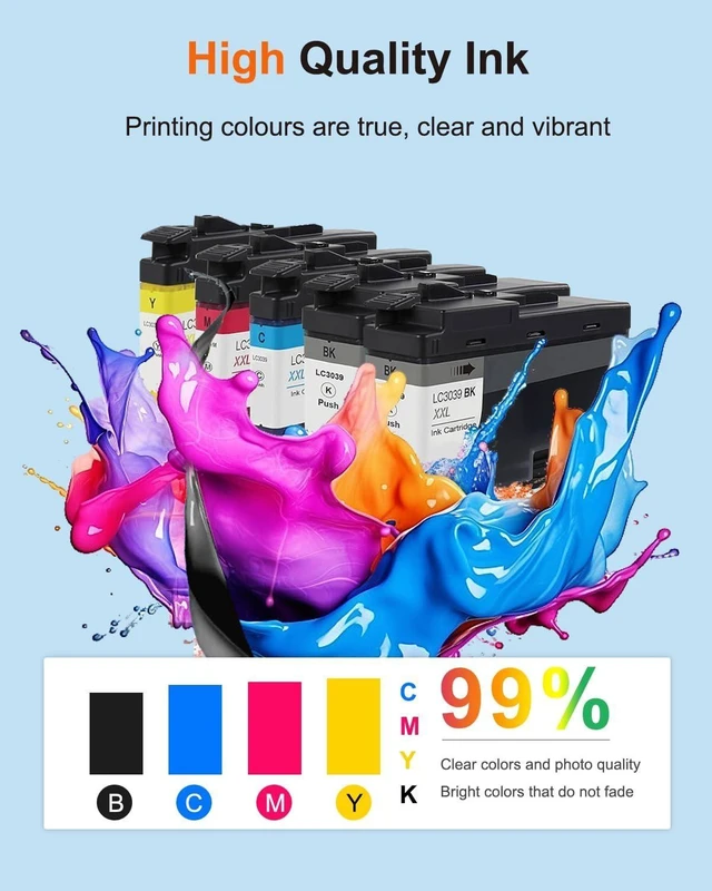 Alt view image 12 of 14 - LC3039XXL BK/C/Y/M Ink Cartridges Ultra High-Yield (5 Pack) - Replacement for Brother LC3039 LC3039XXL Ink Cartridges use with MFC-J5845DW MFC-J5945DW MFC-J6545DW MFC-J6945DW Printer