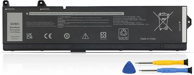 Alt view image 8 of 14 - X9FTM Laptop Battery Replacement for Dell Precision 7770 7670 7780 7680 Mobile Workstation Series P114F P114F001 P114F002 P115F P115F001 P115F002 05JMD8 965V4 05JMD8 0965V4 0X9FTM 11.55V 93Wh 6-Cell