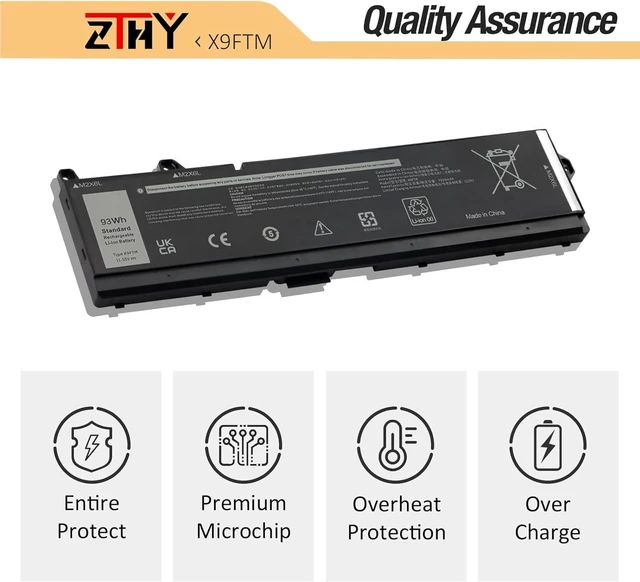 Alt view image 12 of 14 - X9FTM Laptop Battery Replacement for Dell Precision 7770 7670 7780 7680 Mobile Workstation Series P114F P114F001 P114F002 P115F P115F001 P115F002 05JMD8 965V4 05JMD8 0965V4 0X9FTM 11.55V 93Wh 6-Cell