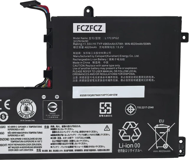 Alt view image 10 of 12 - L17C3PG2 Battery 57Wh Replacement for Lenovo Legion Y530-15ICH-1060 Y540-15IRH Y545 Y7000-2019 Y7000P-1060 Series SB10W67182 5B10W67279 5B10W69457 5B10T31045 5B10Q88559 L17M3PG2 11.55V