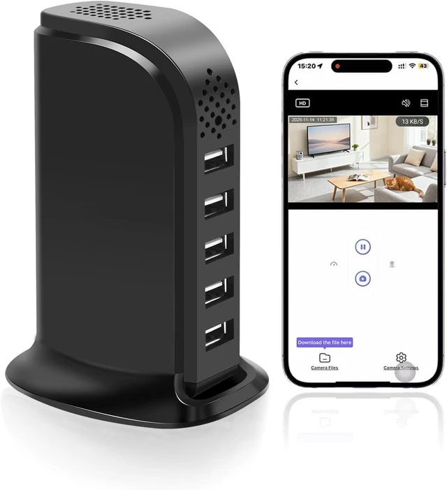 Alt view image 7 of 12 - USB Charger WiFi Hidden Spy Security Camera, Wireless Control Nanny Cam Indoor Hidden Security Camera, FHD 1080P Spy Nanny Cam for Home Bedroom with Motion Detection, Loop Recording