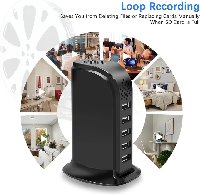 Alt view image 11 of 12 - USB Charger WiFi Hidden Spy Security Camera, Wireless Control Nanny Cam Indoor Hidden Security Camera, FHD 1080P Spy Nanny Cam for Home Bedroom with Motion Detection, Loop Recording