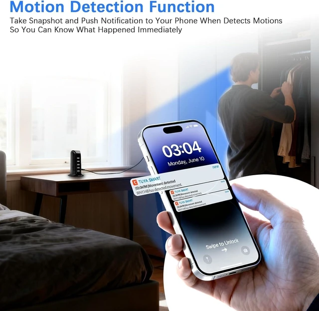 Alt view image 10 of 12 - USB Charger WiFi Hidden Spy Security Camera, Wireless Control Nanny Cam Indoor Hidden Security Camera, FHD 1080P Spy Nanny Cam for Home Bedroom with Motion Detection, Loop Recording