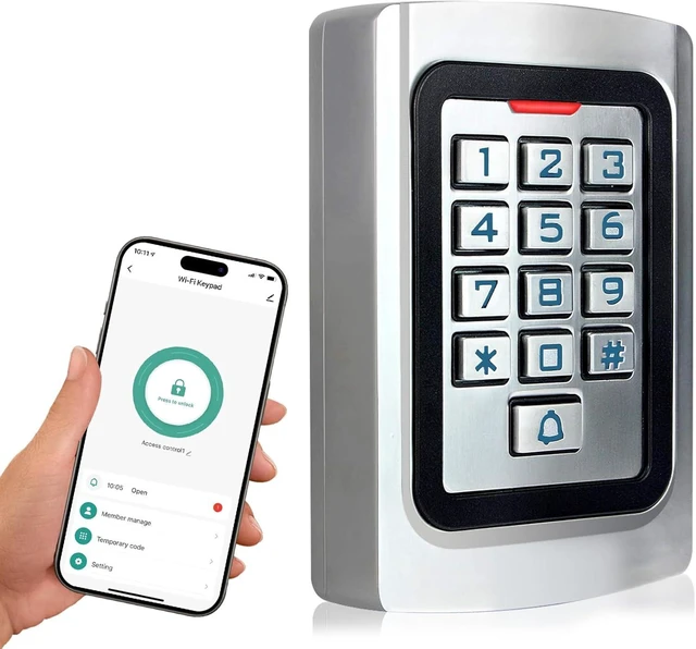 Alt view image 8 of 14 - Universal Access Control Keypad, 12V DC Wireless WiFi TUYA Door Keypad, PIN Code & ID Card Metal Key pad, IP68 Waterproof, 2000 Users, for Garage Door, Gate Opener and Access Control Systems