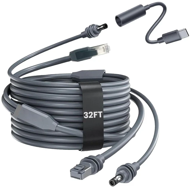 Alt view image 5 of 8 - 32FT/10M Starlink Mini Ethernet Cable, 2-in-1 Integrated DC Power and Gigabit Data Replacement Cord, Heavy-Duty Waterproof Starlink Mini Accessories for RV, Marine, Camping