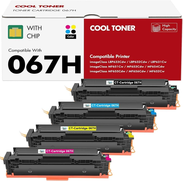 Alt view image 7 of 12 - 067H 067 Toner Cartridge Set MF654CDW Compatible Replacement for Canon Color ImageCLASS MF656CDW MF655CDW MF653CDW LBP632CDW LBP633CDW MF650C LBP630C MF652Cdw MF651Cw Printer 4 Pack High Yield Ink