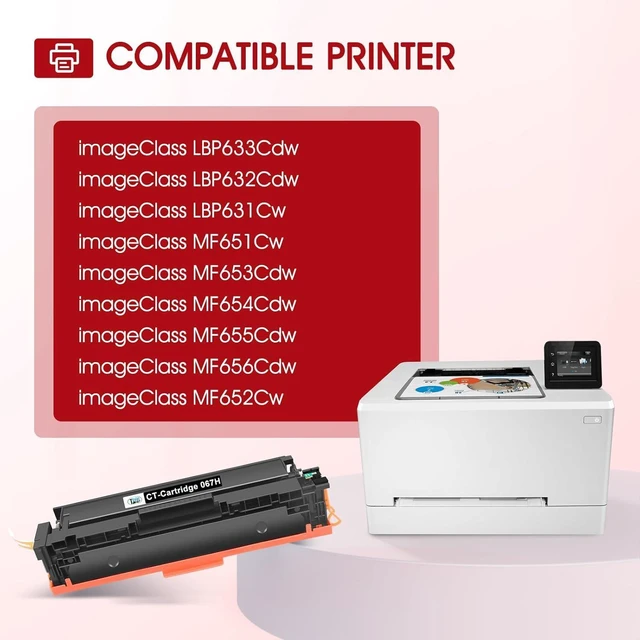 Alt view image 8 of 12 - 067H 067 Toner Cartridge Set MF654CDW Compatible Replacement for Canon Color ImageCLASS MF656CDW MF655CDW MF653CDW LBP632CDW LBP633CDW MF650C LBP630C MF652Cdw MF651Cw Printer 4 Pack High Yield Ink
