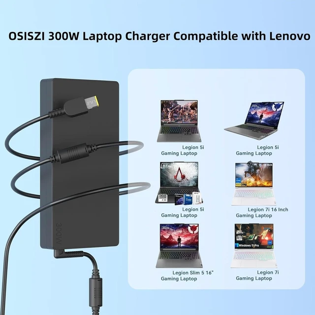 Alt view image 14 of 14 - 245W 300W Laptop Charger Compatible with Lenovo Legion 7i 5 Pro 5 5i 7i Gen 10 9 15.1" 16" 16IAX10H 15IRX10 16IAX10 RTX5070Ti 5060 AI Gaming Yoga Pro 9 9i 16IAH10 R9000P Y9000X Power AC Adapter