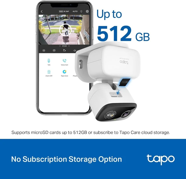 Alt view image 14 of 14 - Tapo 2K Indoor/Outdoor Pan/Tilt Wired Security Camera - Baby Monitoring, Person & Baby Cry Detection, 360° Motion Tracking, Night Vision, No-Subscription Local Storage or Optional Cloud, C216 (2-Pack)