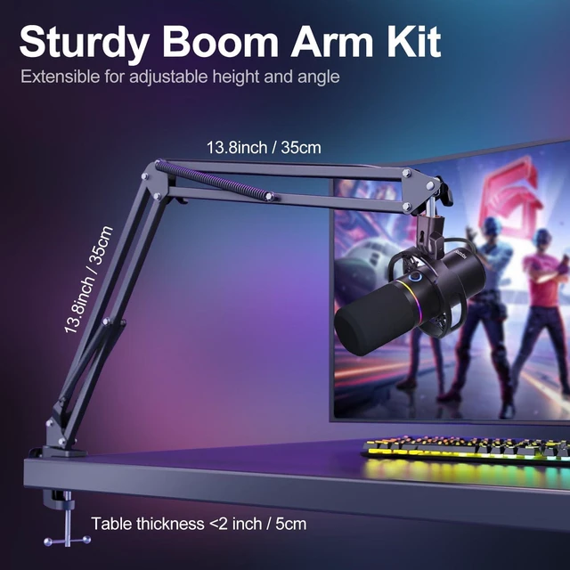 Alt view image 14 of 14 - XLR/USB Dynamic Microphone Kit,Podcast Microphone with Boom Arm for Streaming,Gaming Mic with Mute and Noise Cancelling Function,Volume Control,Headphone Jack