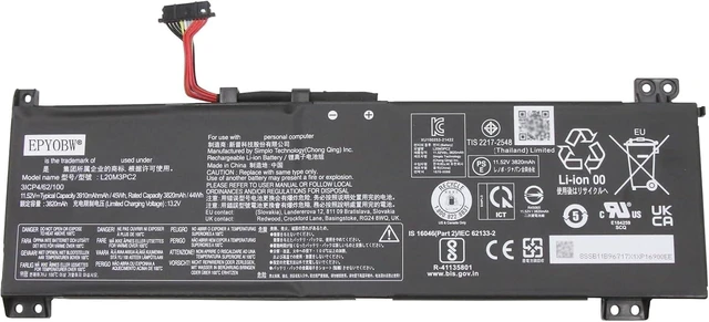 Alt view image 6 of 10 - L20M3PC2 Laptop Battery 45Wh 11.52V Compatible with Lenovo ideapad Gaming 3-15ACH6 / ideapad Gaming 3-15IHU6 Series L20D3PC2 5B11B96715 SB11B96720 L20C3PC2 5B11B96718 SB11B96717
