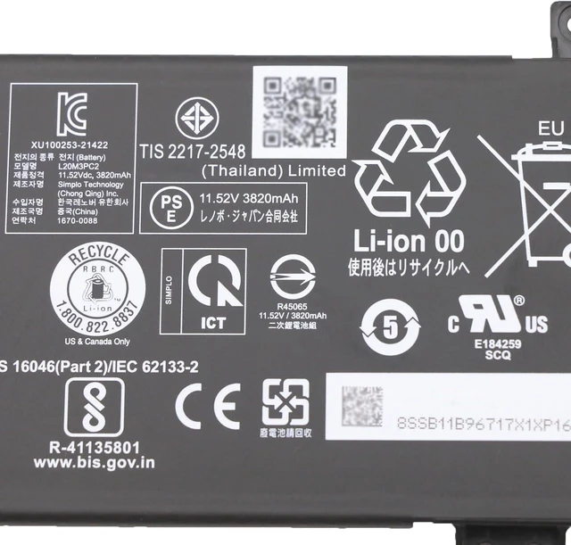 Alt view image 8 of 10 - L20M3PC2 Laptop Battery 45Wh 11.52V Compatible with Lenovo ideapad Gaming 3-15ACH6 / ideapad Gaming 3-15IHU6 Series L20D3PC2 5B11B96715 SB11B96720 L20C3PC2 5B11B96718 SB11B96717