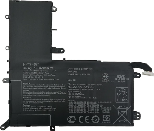 Alt view image 6 of 10 - B41N1827 Laptop Battery 56Wh Compatible with Asus ZenBook Q526 Q526F Q526FA Q526FAC / ZenBook Flip 15 UX562 UX562IA UM562 Q507 UX562 UX562IA UX562UG UX562FA Series 0B200-03070200 4ICP5/57/80