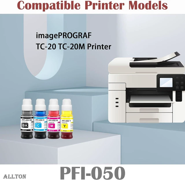 Alt view image 7 of 10 - PFI-050 PFI050 Ink Refill 4-Pack PFI-050 Pigment Ink Tank Set Replacement for Canon imagePROGRAF TC-20 TC-20M TC-21/21M Printer(4-Pack)