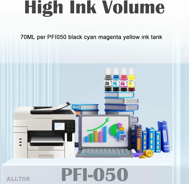 Alt view image 8 of 10 - PFI-050 PFI050 Ink Refill 4-Pack PFI-050 Pigment Ink Tank Set Replacement for Canon imagePROGRAF TC-20 TC-20M TC-21/21M Printer(4-Pack)