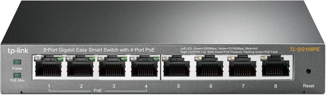 Alt view image 7 of 12 - TP-Link TL-SG108PE V3 | 8 Port Gigabit PoE Switch | Easy Smart Managed | 4 PoE+ Ports @64W | Plug & Play | Sturdy Metal w/ Shielded Ports | Fanless | QoS, Vlan & IGMP | Limited Lifetime Protection
