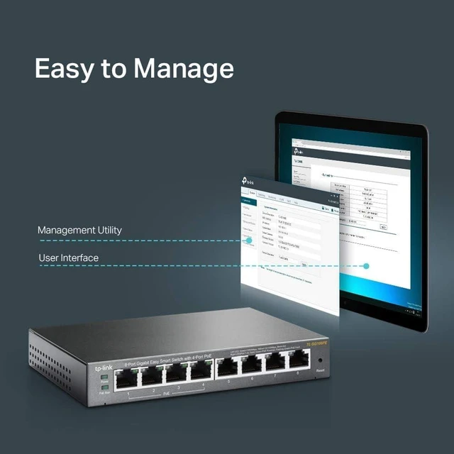 Alt view image 9 of 12 - TP-Link TL-SG108PE V3 | 8 Port Gigabit PoE Switch | Easy Smart Managed | 4 PoE+ Ports @64W | Plug & Play | Sturdy Metal w/ Shielded Ports | Fanless | QoS, Vlan & IGMP | Limited Lifetime Protection