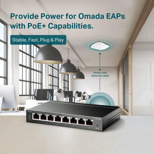 Alt view image 10 of 12 - TP-Link TL-SG108PE V3 | 8 Port Gigabit PoE Switch | Easy Smart Managed | 4 PoE+ Ports @64W | Plug & Play | Sturdy Metal w/ Shielded Ports | Fanless | QoS, Vlan & IGMP | Limited Lifetime Protection