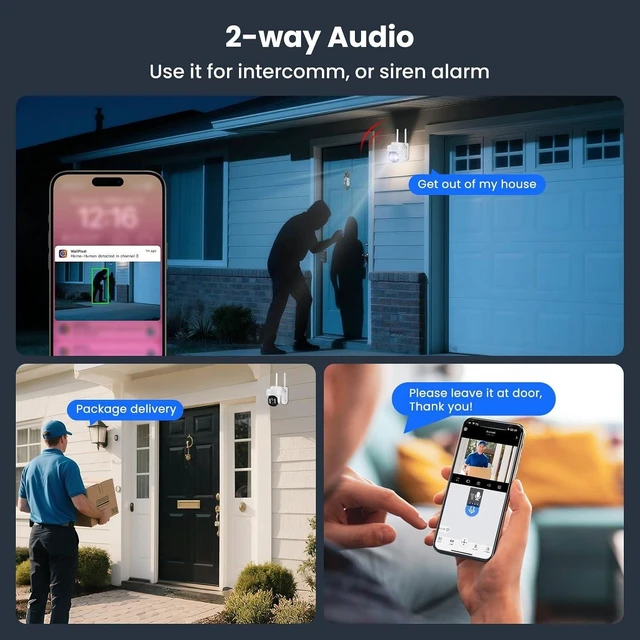 Alt view image 11 of 14 - xmartO 10X Zoom Security Camera, 6MP HD Wireless PTZ Home Security System for Indoor Outdoor Surveillance, Security Camera System with Auto Tracking, 24/7 Surveillance, 2-Way Audio